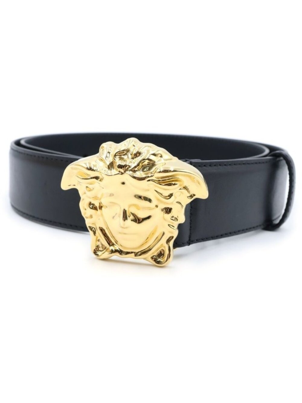 Versace la Medusa Leather Belt la Black Gold
